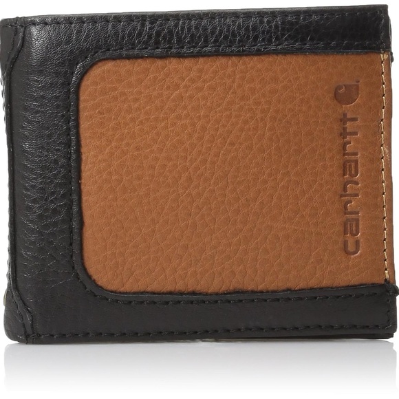 Carhartt Other - NWT Carhartt Sandokan Black and Tan Leather Pass Case Bifold Wallet